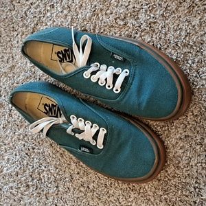 Green and Brown Vans Men's 6.5/Womens 8 Low Top
